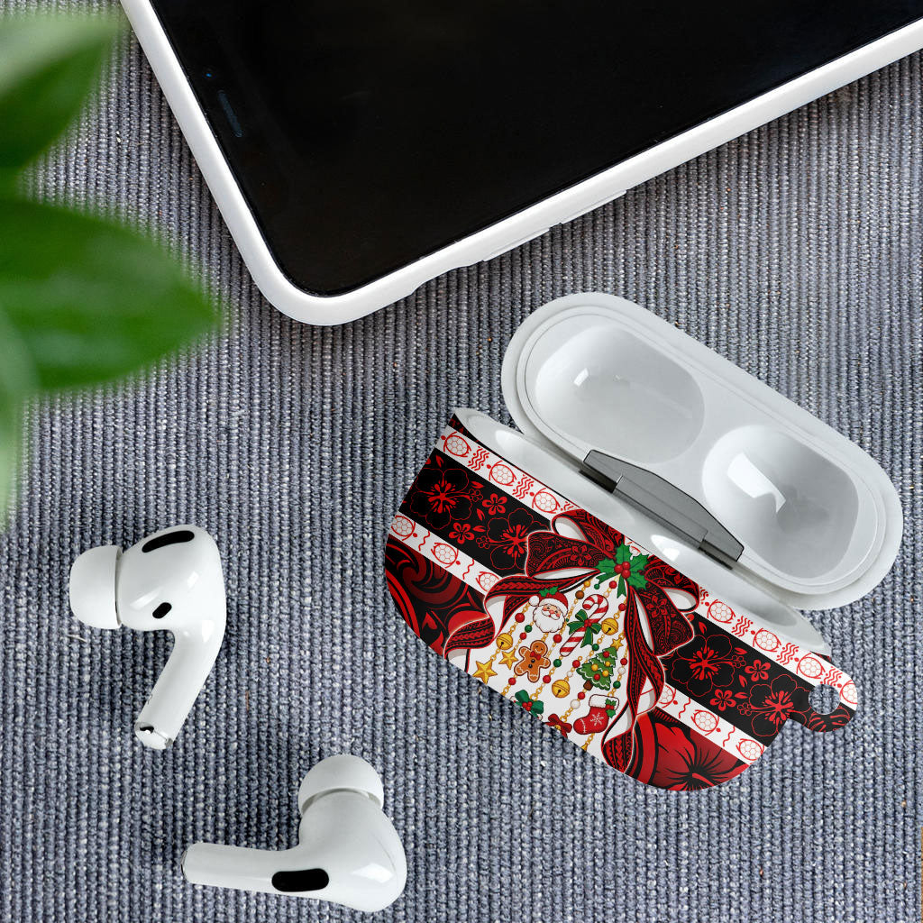 Polynesian Hibiscus Tribal Christmas Bow AirPods Case LT9 - Polynesian Pride