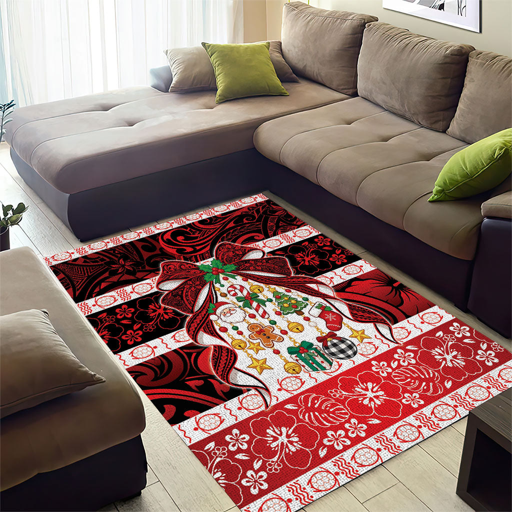Polynesian Hibiscus Tribal Christmas Bow Area Rug LT9 - Polynesian Pride