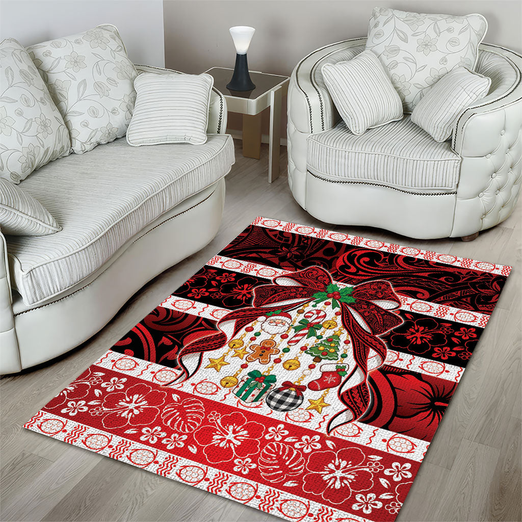 Polynesian Hibiscus Tribal Christmas Bow Area Rug LT9 - Polynesian Pride