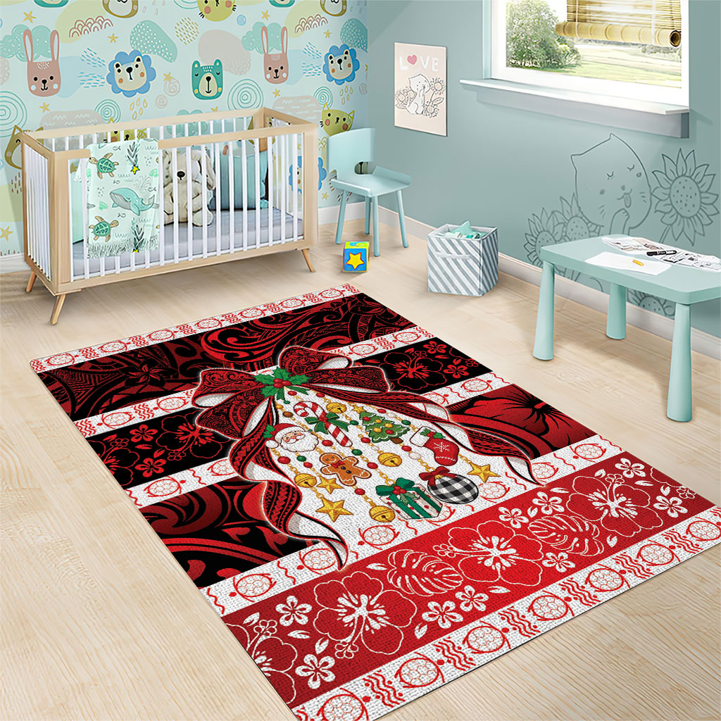 Polynesian Hibiscus Tribal Christmas Bow Area Rug LT9 - Polynesian Pride