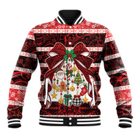 Polynesian Hibiscus Tribal Christmas Bow Baseball Jacket