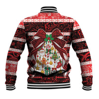 Polynesian Hibiscus Tribal Christmas Bow Baseball Jacket