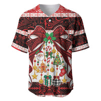 Polynesian Hibiscus Tribal Christmas Bow Baseball Jersey