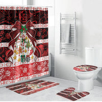 Polynesian Hibiscus Tribal Christmas Bow Bathroom Set LT9 Bathroom Set (4 pcs) Multicolor - Polynesian Pride