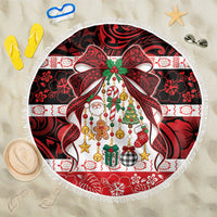 Polynesian Hibiscus Tribal Christmas Bow Beach Blanket LT9 One Size 150cm Multicolor - Polynesian Pride