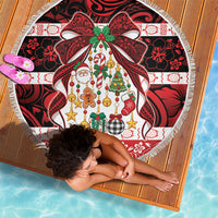 Polynesian Hibiscus Tribal Christmas Bow Beach Blanket LT9 - Polynesian Pride