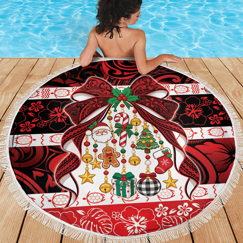 Polynesian Hibiscus Tribal Christmas Bow Beach Blanket LT9 - Polynesian Pride