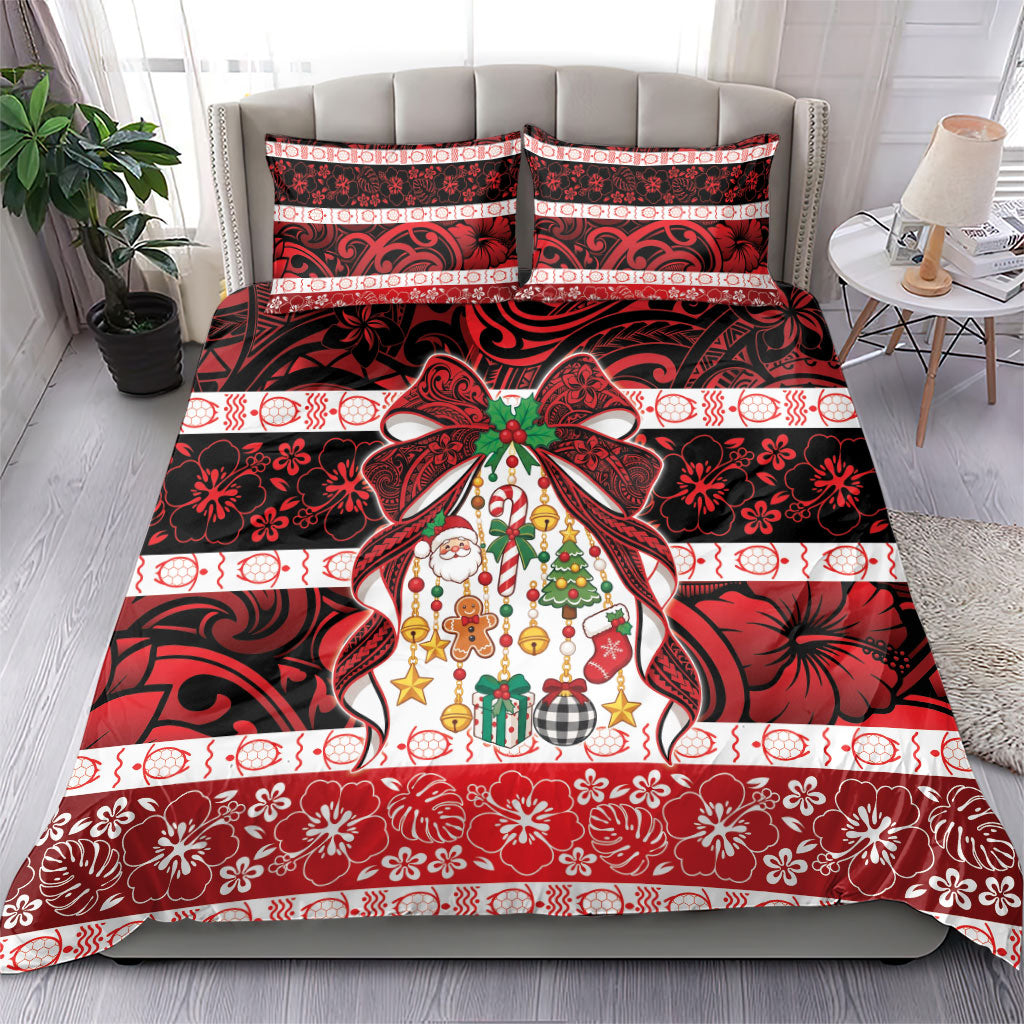 Polynesian Hibiscus Tribal Christmas Bow Bedding Set LT9 - Polynesian Pride