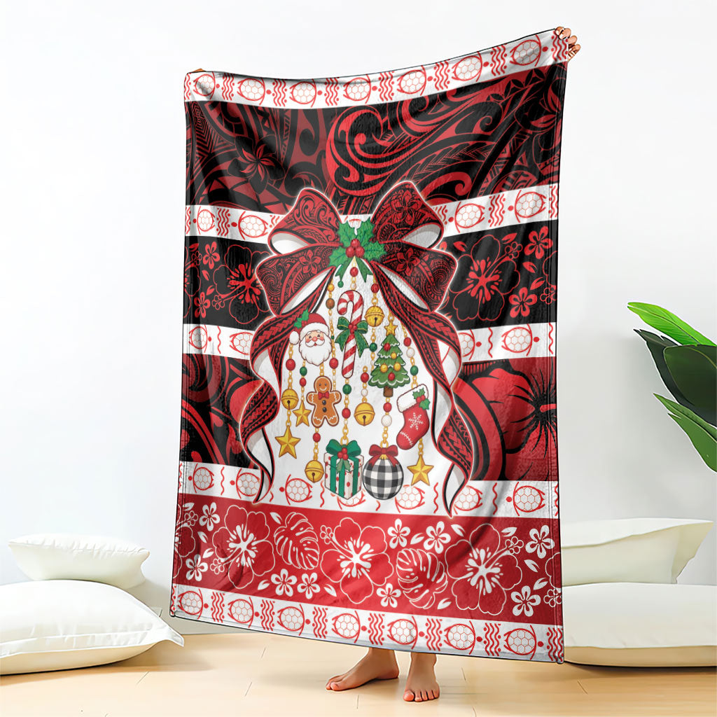 Polynesian Hibiscus Tribal Christmas Bow Blanket LT9 - Polynesian Pride