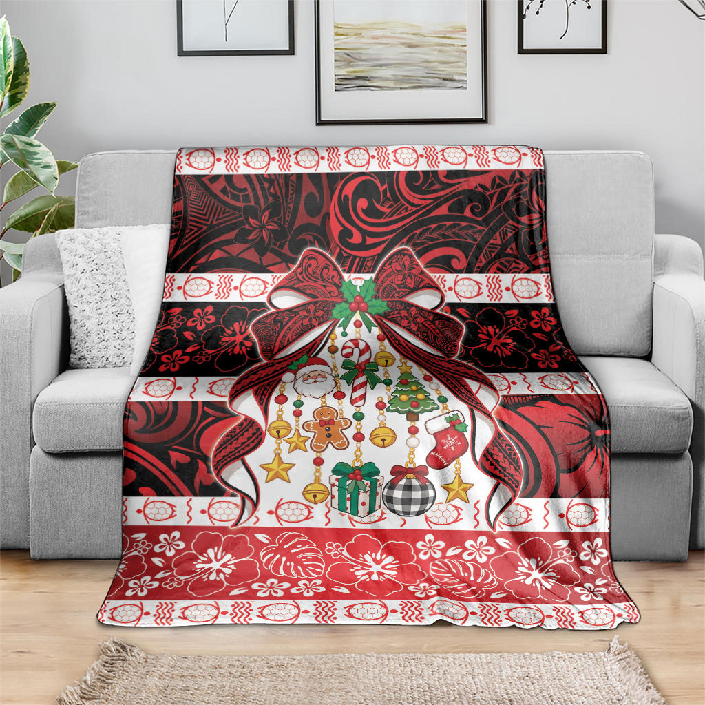 Polynesian Hibiscus Tribal Christmas Bow Blanket LT9 - Polynesian Pride