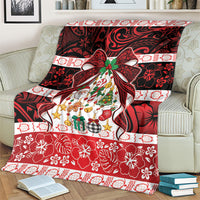 Polynesian Hibiscus Tribal Christmas Bow Blanket LT9 - Polynesian Pride