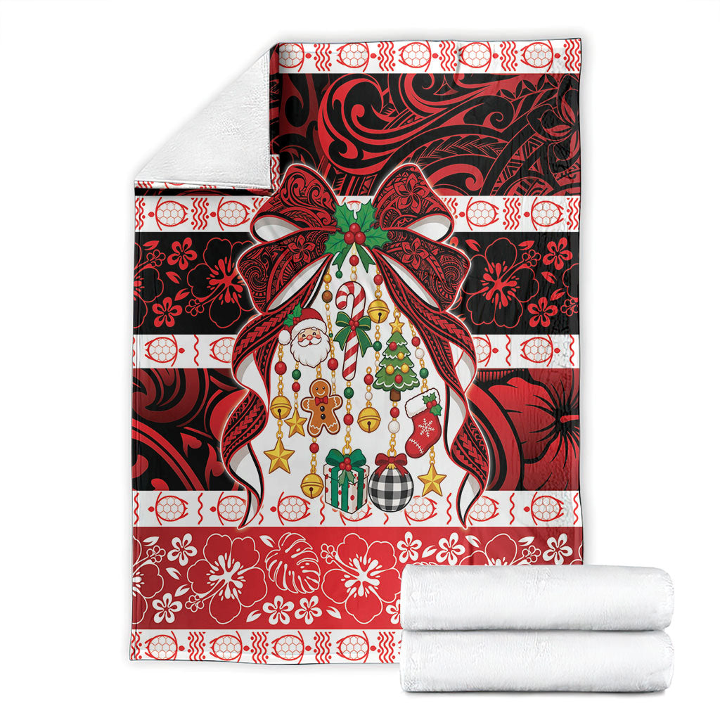 Polynesian Hibiscus Tribal Christmas Bow Blanket LT9 - Polynesian Pride