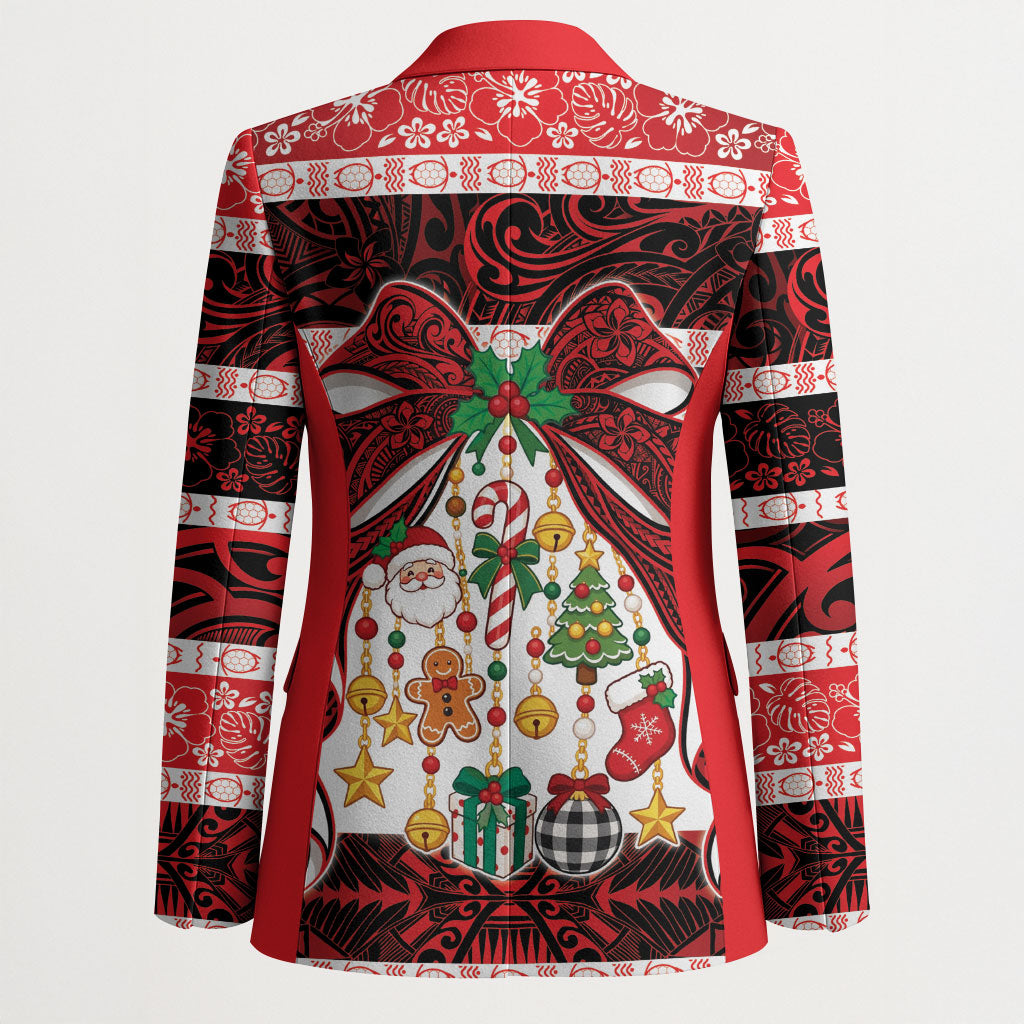 Polynesian Hibiscus Tribal Christmas Bow Blazer LT9 - Polynesian Pride