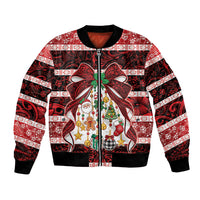 Polynesian Hibiscus Tribal Christmas Bow Bomber Jacket