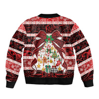 Polynesian Hibiscus Tribal Christmas Bow Bomber Jacket