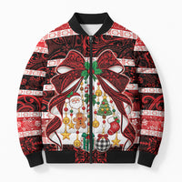 Polynesian Hibiscus Tribal Christmas Bow Bomber Puffer Jacket LT9 Unisex Multicolor - Polynesian Pride