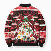 Polynesian Hibiscus Tribal Christmas Bow Bomber Puffer Jacket LT9 - Polynesian Pride