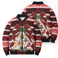 Polynesian Hibiscus Tribal Christmas Bow Bomber Puffer Jacket LT9 - Polynesian Pride