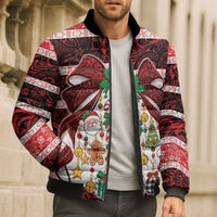 Polynesian Hibiscus Tribal Christmas Bow Bomber Puffer Jacket LT9 - Polynesian Pride