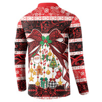 Polynesian Hibiscus Tribal Christmas Bow Button Sweatshirt LT9 - Polynesian Pride
