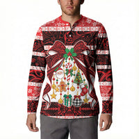 Polynesian Hibiscus Tribal Christmas Bow Button Sweatshirt LT9 - Polynesian Pride