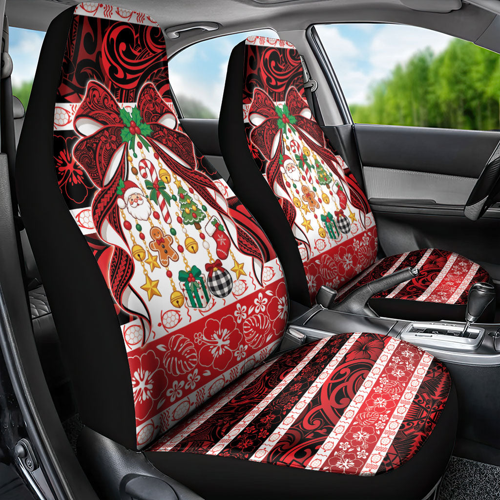 Polynesian Hibiscus Tribal Christmas Bow Car Seat Cover
