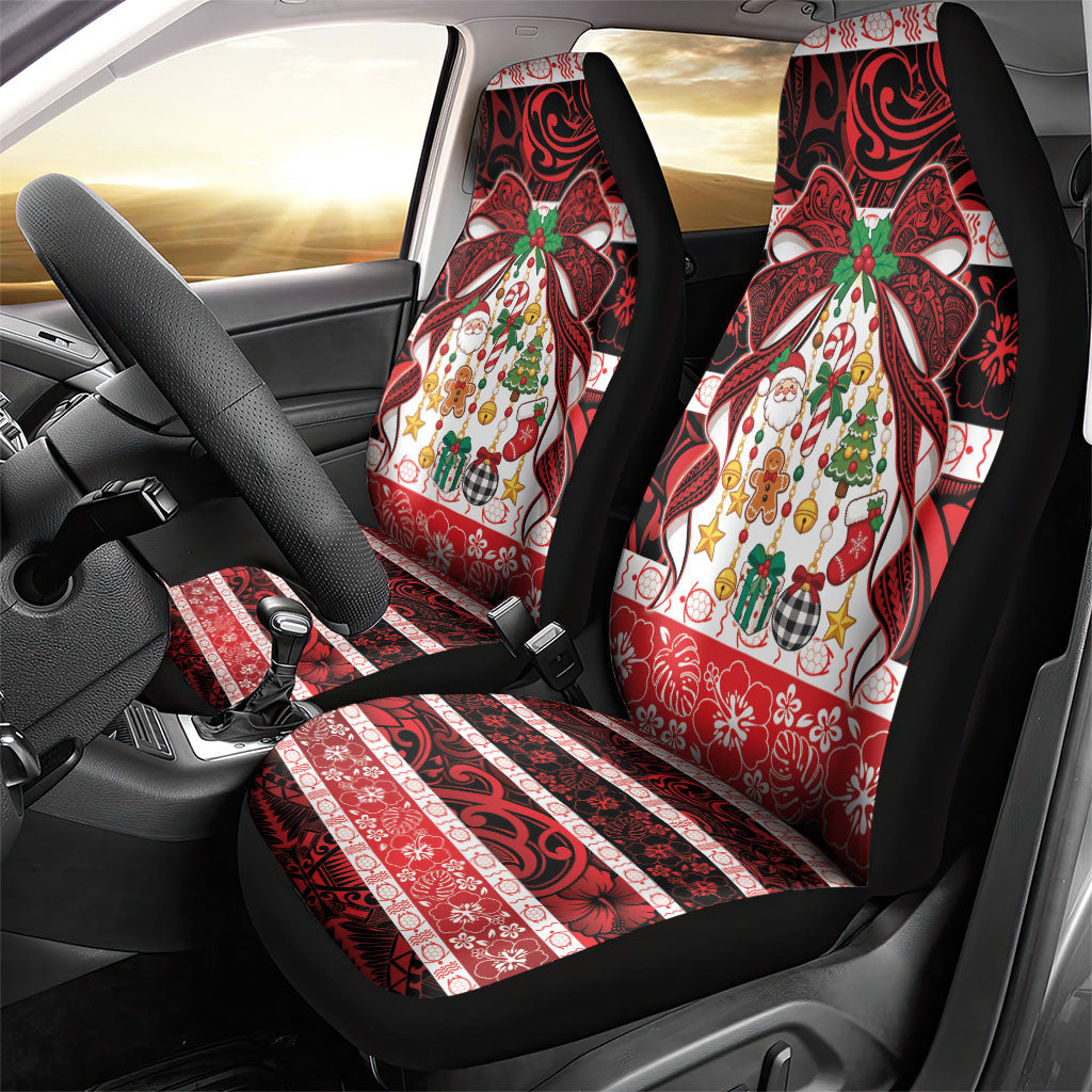 Polynesian Hibiscus Tribal Christmas Bow Car Seat Cover