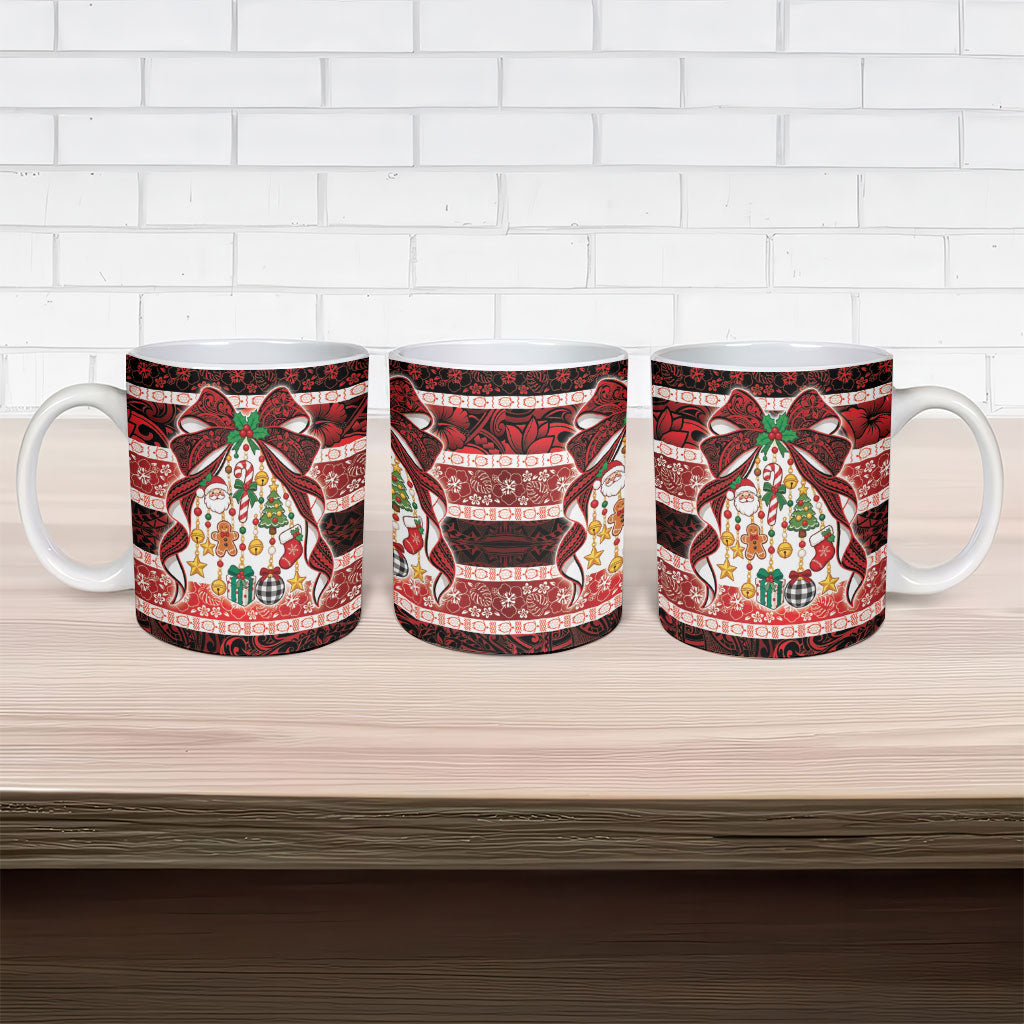 Polynesian Hibiscus Tribal Christmas Bow Ceramic Mug LT9 - Polynesian Pride