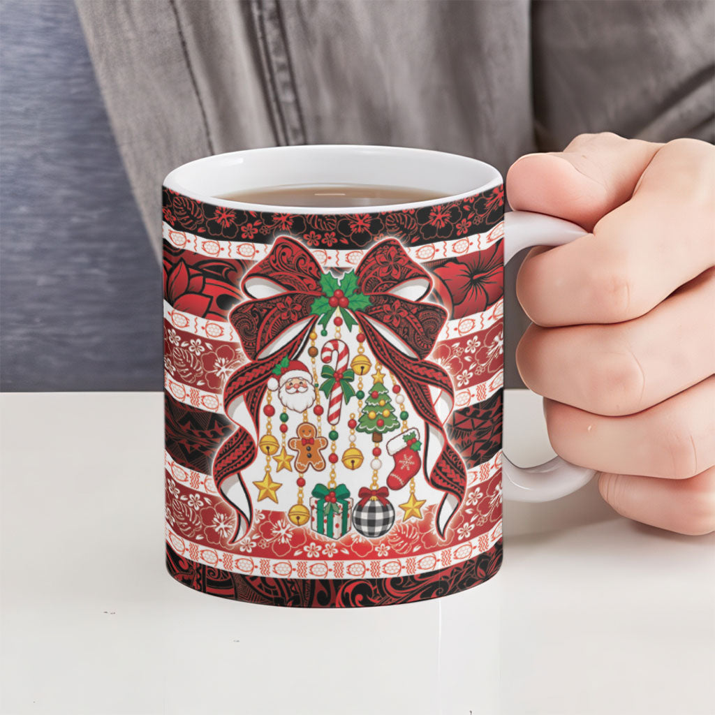 Polynesian Hibiscus Tribal Christmas Bow Ceramic Mug LT9 - Polynesian Pride