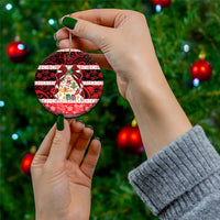 Polynesian Hibiscus Tribal Christmas Bow Ceramic Ornament