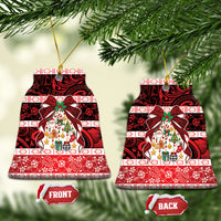 Polynesian Hibiscus Tribal Christmas Bow Ceramic Ornament