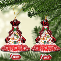 Polynesian Hibiscus Tribal Christmas Bow Ceramic Ornament