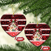 Polynesian Hibiscus Tribal Christmas Bow Ceramic Ornament