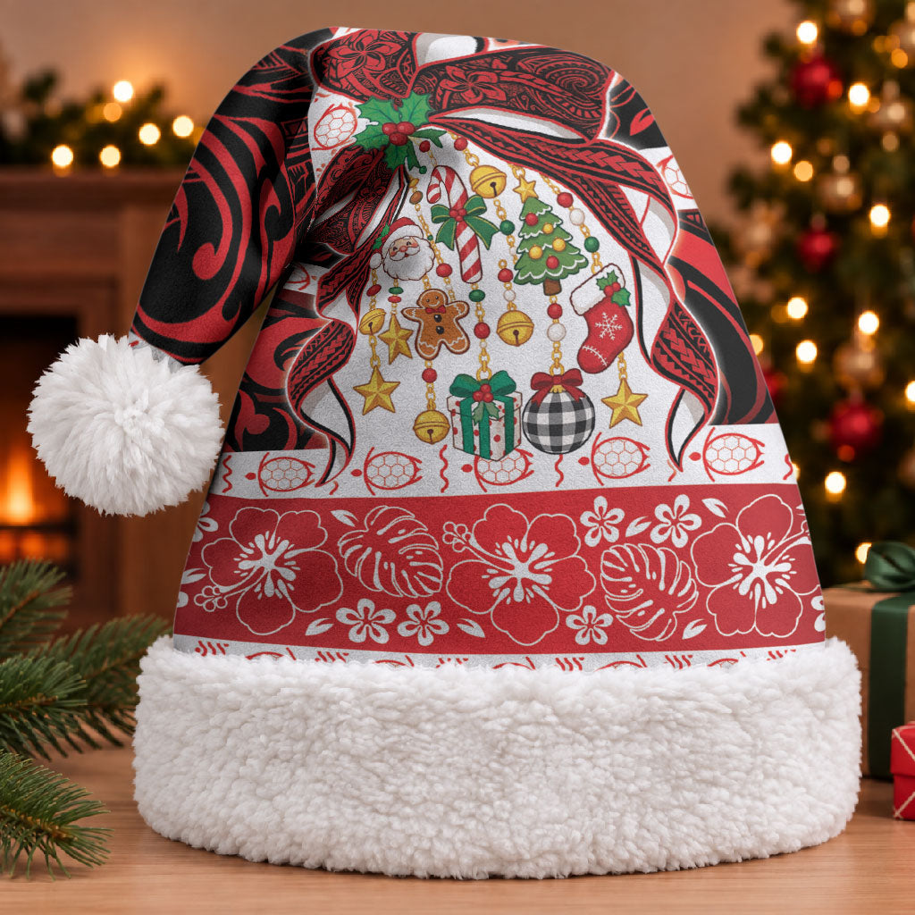 Polynesian Hibiscus Tribal Christmas Bow Christmas Santa Hat
