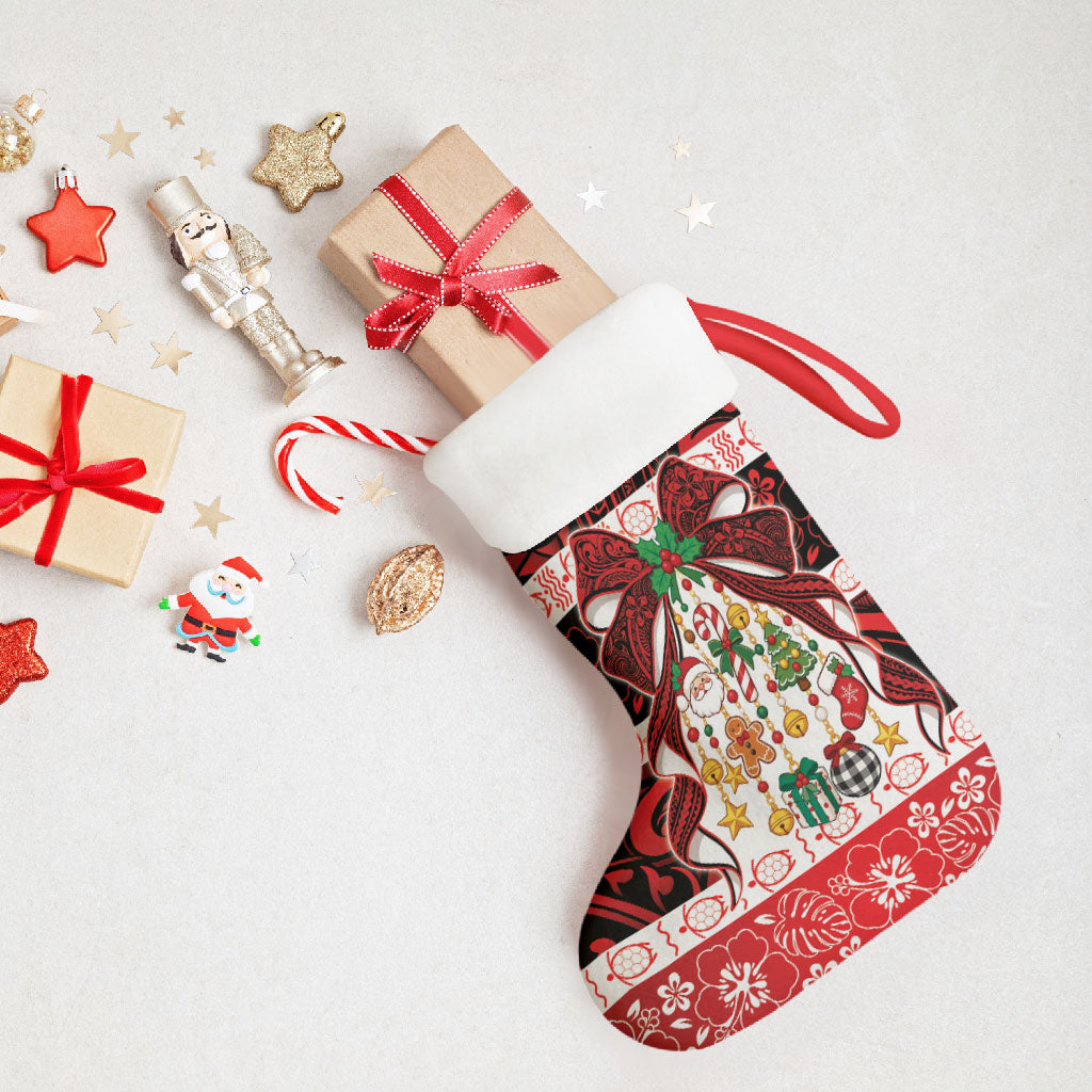 Polynesian Hibiscus Tribal Christmas Bow Christmas Stocking LT9 - Polynesian Pride