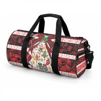 Polynesian Hibiscus Tribal Christmas Bow Duffle Bag LT9 - Polynesian Pride