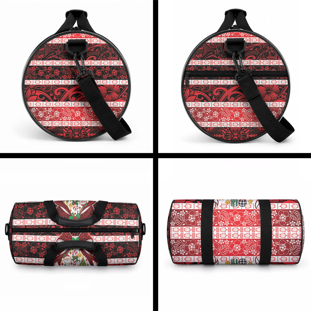 Polynesian Hibiscus Tribal Christmas Bow Duffle Bag LT9 - Polynesian Pride