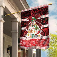 Polynesian Hibiscus Tribal Christmas Bow Garden Flag