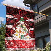 Polynesian Hibiscus Tribal Christmas Bow Garden Flag