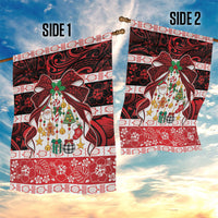 Polynesian Hibiscus Tribal Christmas Bow Garden Flag