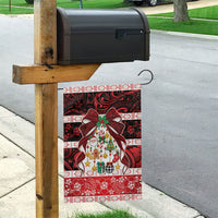 Polynesian Hibiscus Tribal Christmas Bow Garden Flag