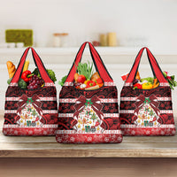 Polynesian Hibiscus Tribal Christmas Bow Grocery Bag