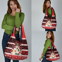 Polynesian Hibiscus Tribal Christmas Bow Grocery Bag