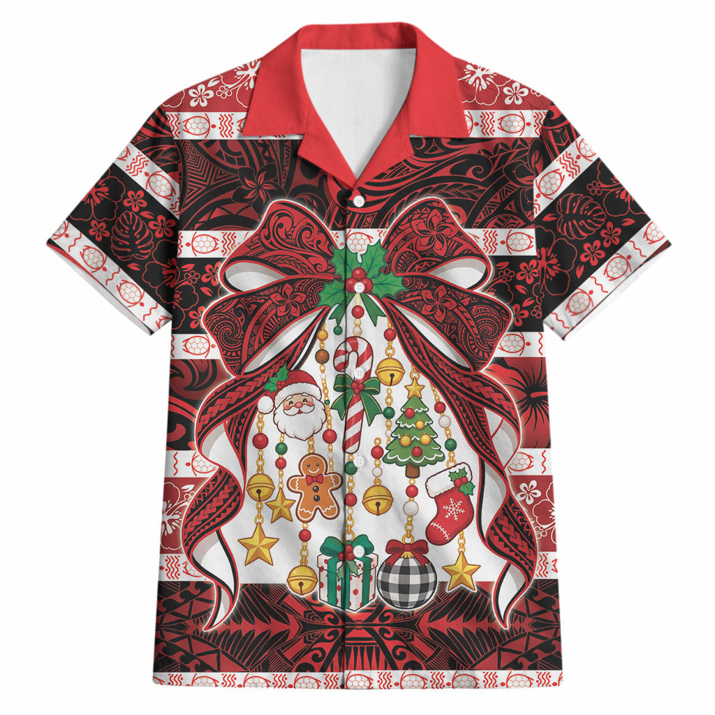 Polynesian Hibiscus Tribal Christmas Bow Hawaiian Shirt LT9 Multicolor - Polynesian Pride