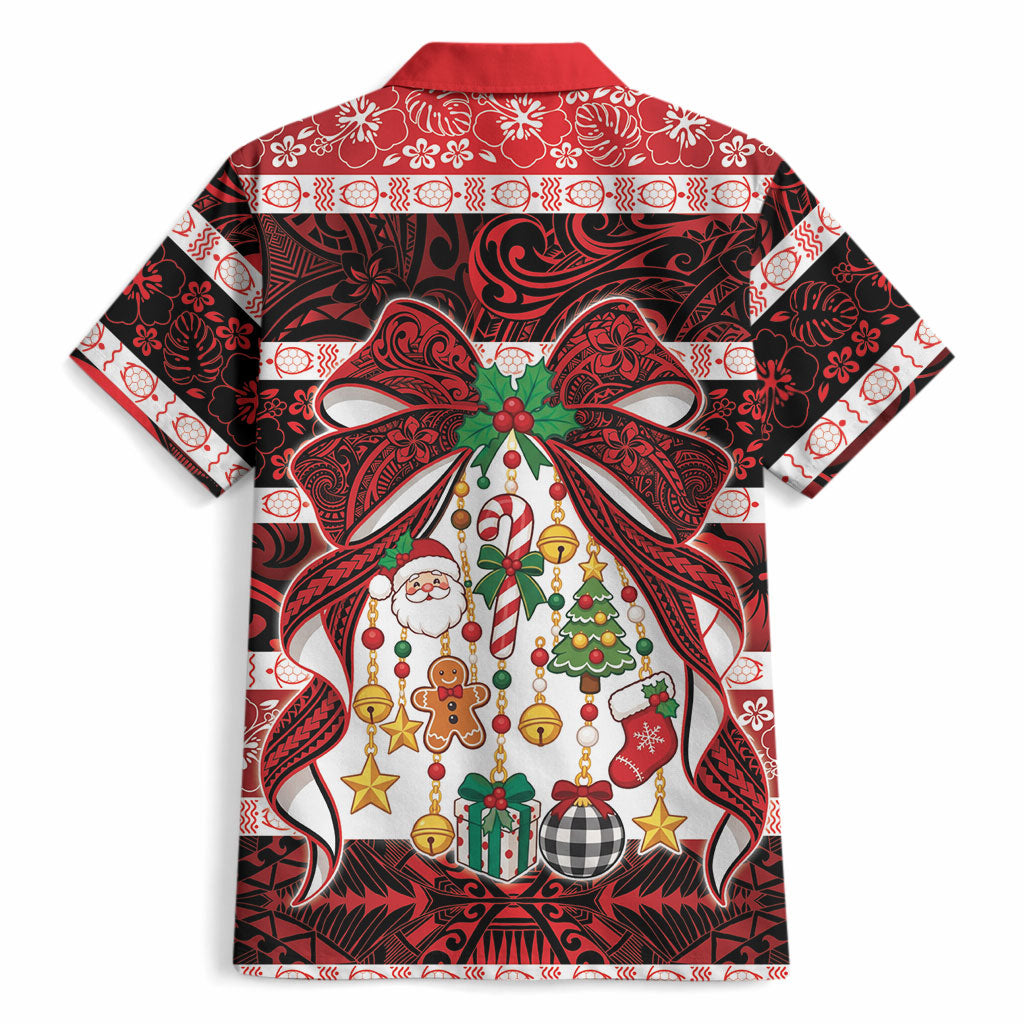 Polynesian Hibiscus Tribal Christmas Bow Hawaiian Shirt LT9 - Polynesian Pride