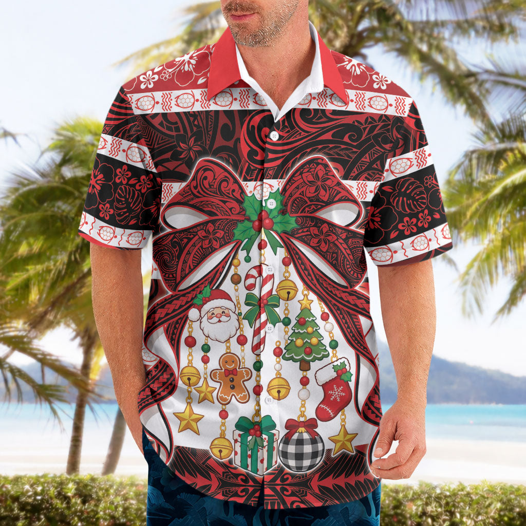 Polynesian Hibiscus Tribal Christmas Bow Hawaiian Shirt LT9 - Polynesian Pride