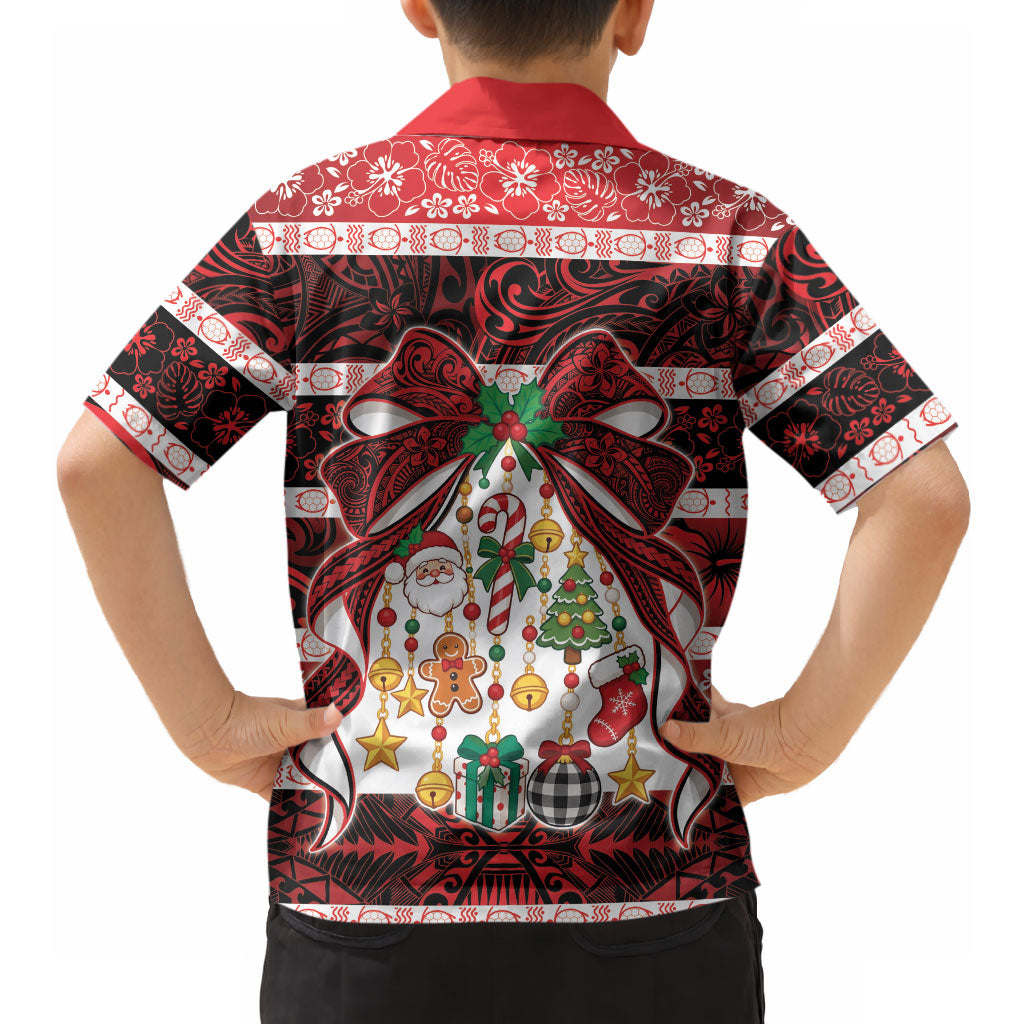 Polynesian Hibiscus Tribal Christmas Bow Hawaiian Shirt LT9 - Polynesian Pride