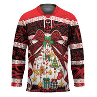 Polynesian Hibiscus Tribal Christmas Bow Hockey Jersey LT9 Unisex Multicolor - Polynesian Pride