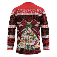 Polynesian Hibiscus Tribal Christmas Bow Hockey Jersey LT9 - Polynesian Pride