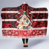 Polynesian Hibiscus Tribal Christmas Bow Hooded Blanket LT9 One Size Multicolor - Polynesian Pride
